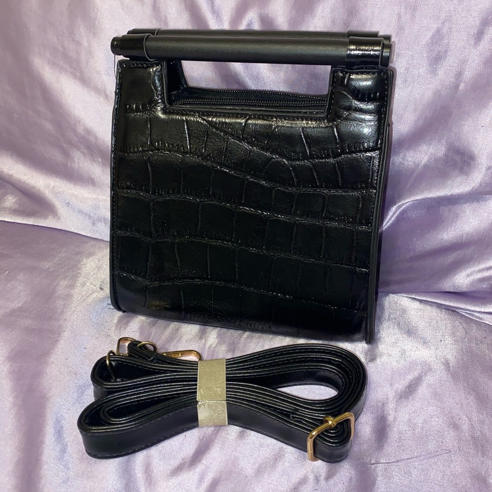 Black Faux Croc Fashion Nova Purse